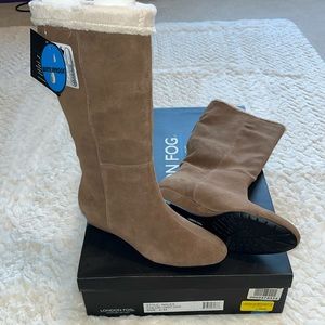 LONDON FOG Womens 6.5 Suede Leather Knee High Winter Boots WALES Waterproof NEW